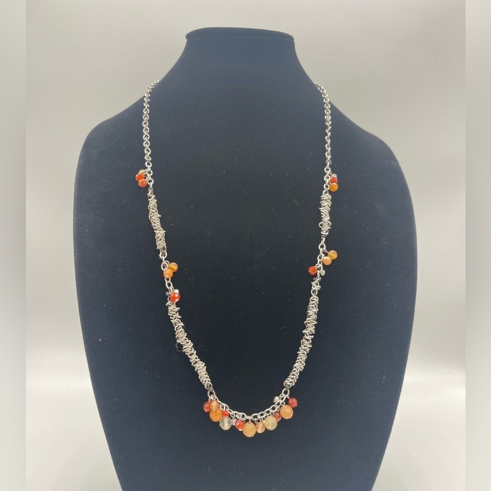J.Jill Chainmail With Semi Precious Stones Long Necklace 44 inches